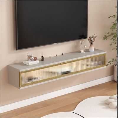 Modern Floating TV Stand Wall Mounted Entertainment Center with Storage Under TV Cabinet for WiFi Router in Living Room Solid Construction(Light Gray,120 cm)