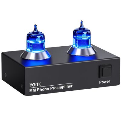 YGiTK 6J2 Vacuum Tube Phono Preamp for MM Turntable with Gain,Hi-Fi Stereo Preamplifier with Headphone Amp,12V DC Power Supply, Low Noise Design for Home Audio/Record Player/Amplifier/Speaker
