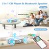 CD Player Portable, FELEMAN Upgraded Boombox CD Player & Bluetooth Speaker 2 in 1 Combo, Rechargeable Portable CD for Car/Home with Remote Control, FM Radio, Support AUX/USB, Headphone Jack view 2