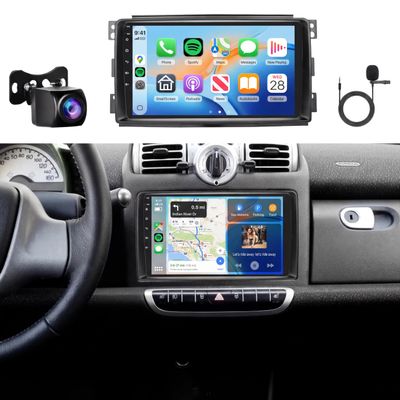 8Core 4GB+64GB Android 15 Radio for Mercedes Benz Smart Fortwo 2005-2010 Car Stereo with 9Inch 1280x720 IPS Touchscreen,Wireless Carplay/Android Auto GPS DSP 5.1Bluetooth WiFi FM/RDS SWC Camera