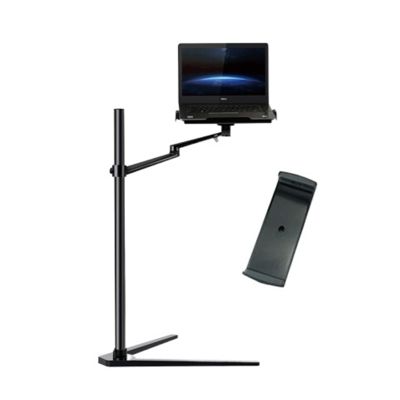 ADBWEKKF UP-8A Multifunction 3in1 Computer Floor Stand ForLaptop/Tablet PC/Smartphone Holder Height/Angle Adjustable with Mouse Tray(Black)
