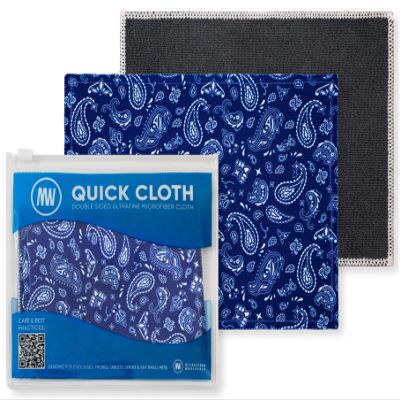 Microfiber Wholesale Quick Cloth Glasses Cleaning Cloths5x7 Paisley Blue 2-Pack with Case | Double-Sided Lens Cleaner for Eyeglasses, Camera, Screens Glass | Reusable Microfiber Glass Polishing Cloth