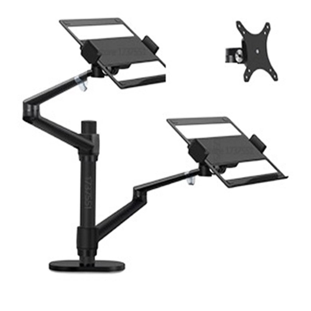 ADBWEKKF OL-13L Silver Ergonomics 10"-17" Double Laptop Stand Desktop PC Bracket Computer Notebook Mount Dual Arm(OL-13L-V Black)