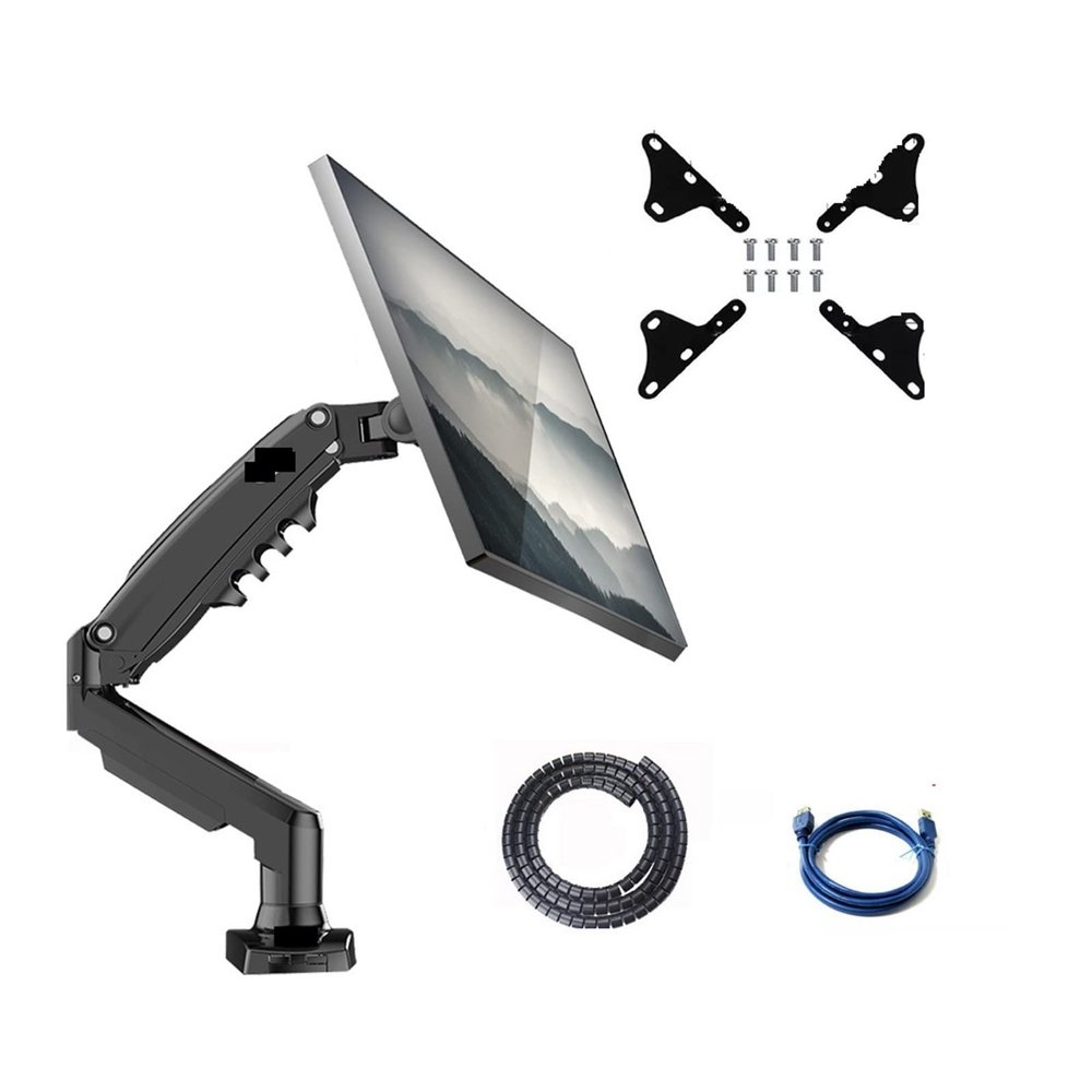 ADBWEKKF F80 for 200x200 17-30" Monitor Holder Arm Gas Spring Full Motion LCD TV Mount 2-9kg Dual Arm Clamp Bracket USB3.0(More parts-03)