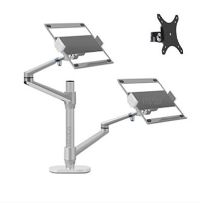 ADBWEKKF OL-13L Silver Ergonomics 10"-17" Double Laptop Stand Desktop PC Bracket Computer Notebook Mount Dual Arm(OL-13L-V Silver)