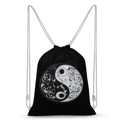 Yin And Yang Taoism Symbo Drawstring Backpack Gym Bag Pull String Sport Bag for Women And Men 35x50cm