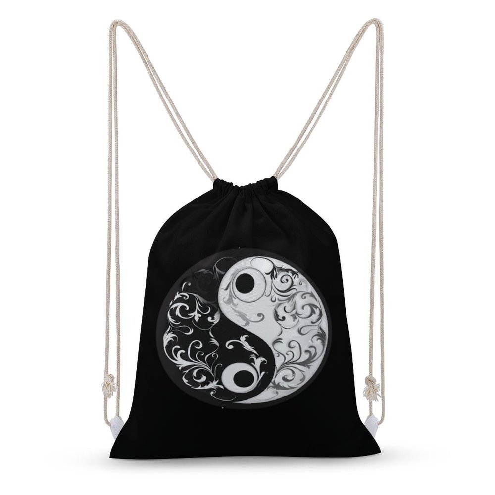 Yin And Yang Taoism Symbo Drawstring Backpack Gym Bag Pull String Sport Bag for Women And Men 35x50cm