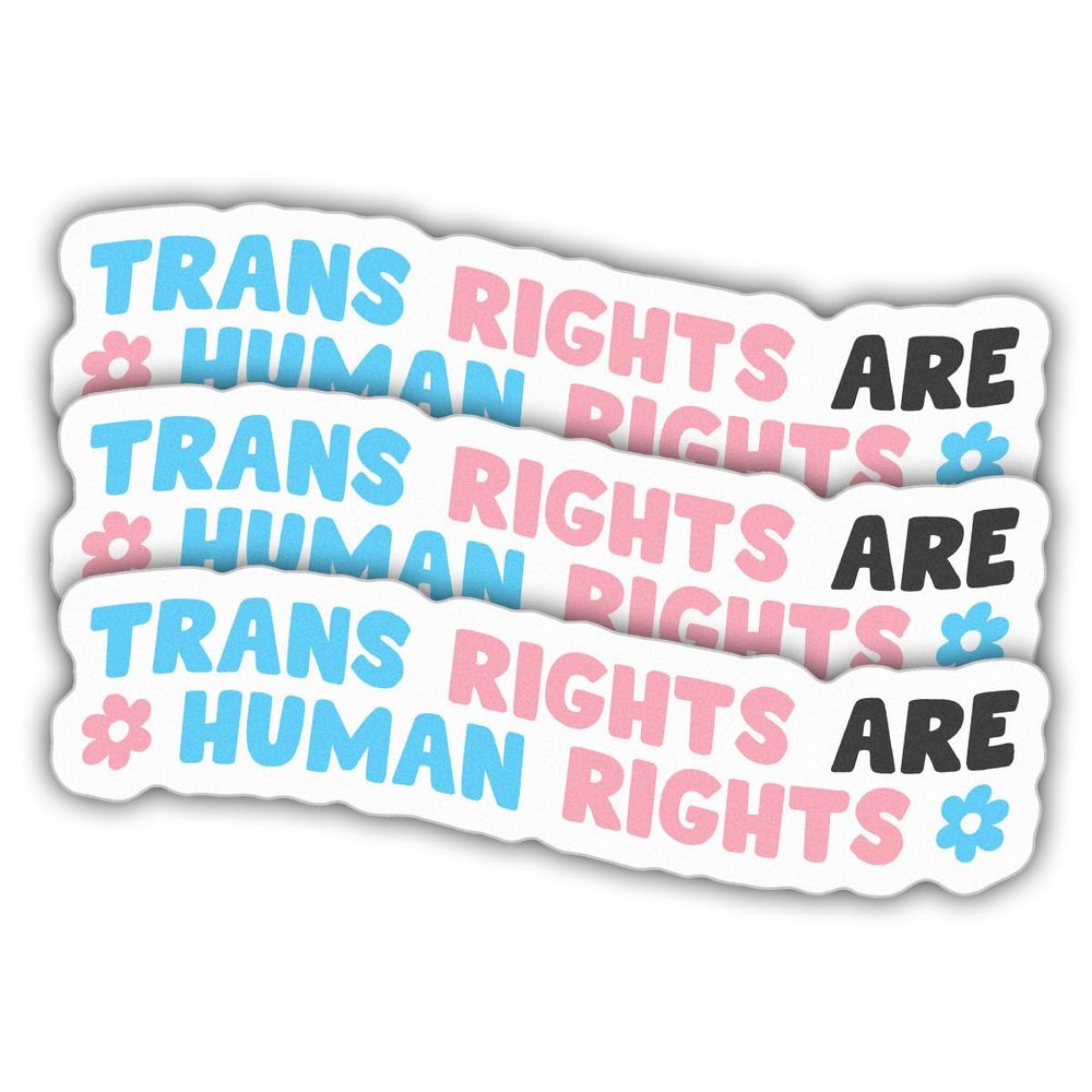 (3pcs) Trans Rights Are Human Rights Sticker, LGBTQ+ Pride, Safe Space, Trans Rights Sticker, Human Rights for LGBTQ+ Pride, Transgender Supporters, Cute for Water Bottles, Laptop, Window, Notebook 5"