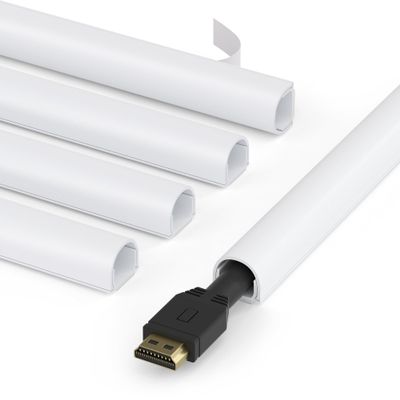 ZhiYo 71in Wire Covers for Cords on Wall, One Cord Hider, Self-Adhesive Cord Covers for Wires on Wall, Paintable TV Cable Hider, White Cable Management Raceway Kit, 5X L14.2in, W0.5in H0.4in