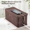 Large Cable Management Box, Handwoven Imitation Rattan Cord Organizer Cord Hider Box, Desk Cord Management Box to Hide Cords and Power Strips, Dark Brown view 2