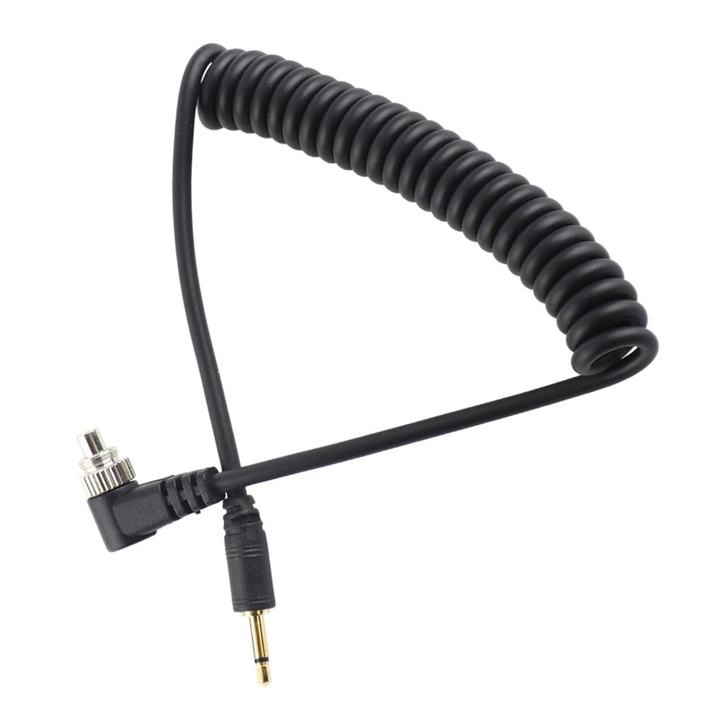 2.5mm to Male Flash Pc Sync Cable, 39.3in Plug to Male Flash Sync Cord with Screw Lock Extended Coiled Wire for Digital Cameras