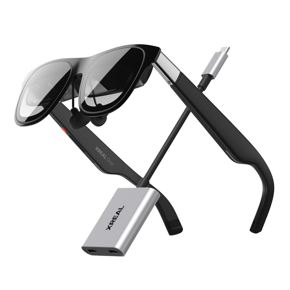XREAL ONE AR Glasses with Hub, 147" Wearable Display with All-Day Comfort, 120Hz 1080P, Ideal for Gaming, Streaming and Working, Best TV/Projector/Monitor Alternative