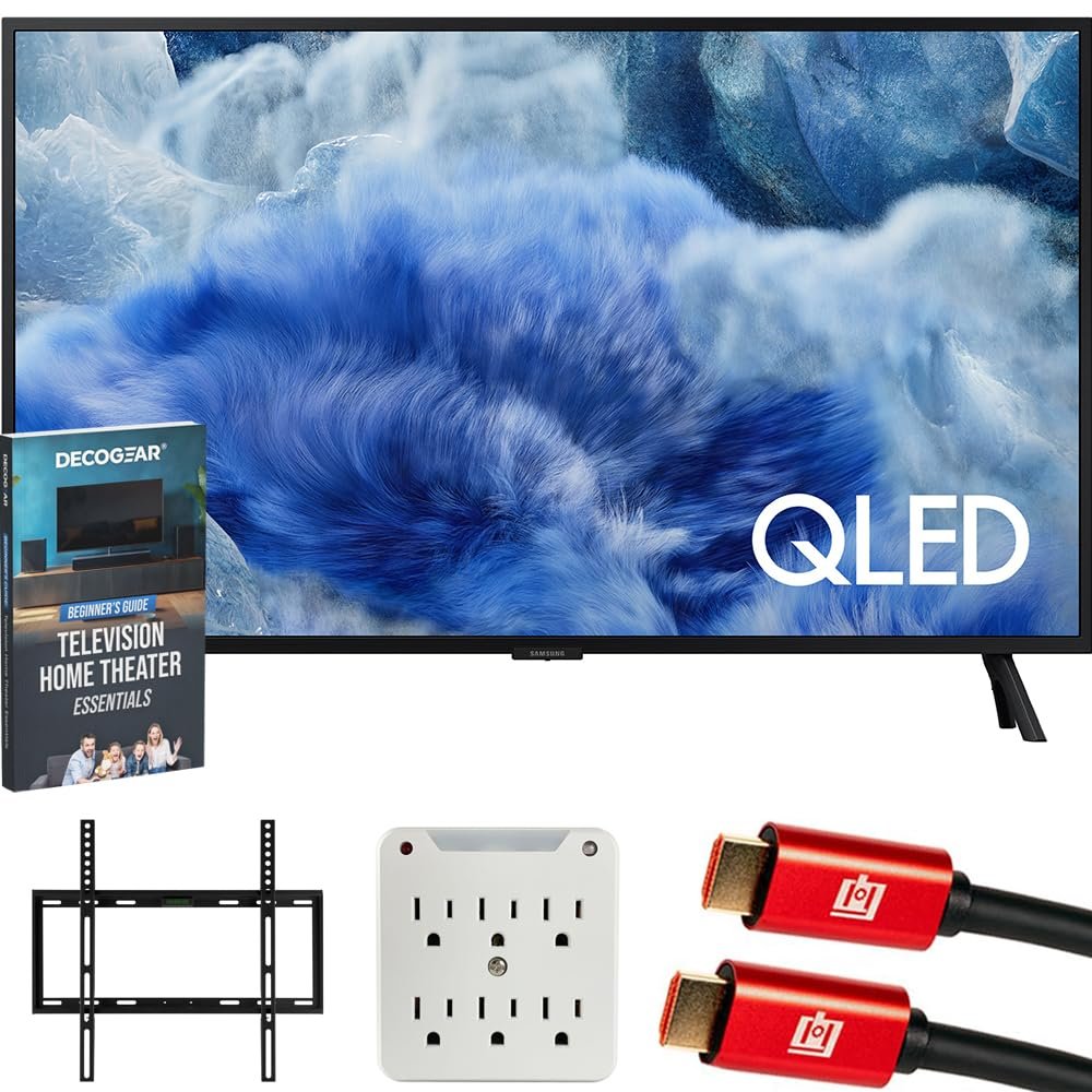 Samsung QN32Q8FAAFXZA 32" QLED Q8F 4K Vision AI Smart TV (2025) Bundle with 19-45 inch TV Wall Mount, 2X 4K HDMI Cable, 6-Outlet Surge Adapter & Deco Gear Complete Home Theater Beginner's Guidebook