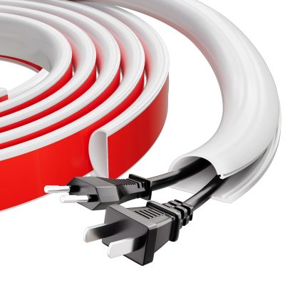 118" Silicone Cord Hider for Wall Mount TV,Large Self-Adhesive Cable Hider for 2-3 Cords,Cable Management Under Desk,Cord Organizer,Cable Raceway Home & Office Trim,Cord Concealer Channel,White
