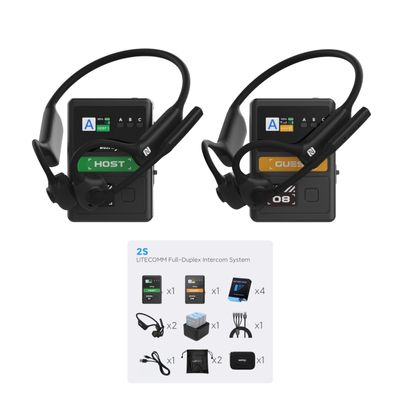VAXIS Litecomm V1 2 Users Full-Duplex Wireless Headset Intercom System with NFC Pairing and 350m/1148ft Range for Team Communication, Movie Shoot Live Show Real-time Monitoring (1.9GHz)