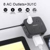 10 Ft Surge Protector Power Strip - YISHU 8 Widely Outlets with 4 USB Ports, 3 Side Outlet Extender with 10 Feet Flat Extension Cord, Ultra Flat Plug, Wall Mount, Desk USB Charging Station, ETL, Black view 2