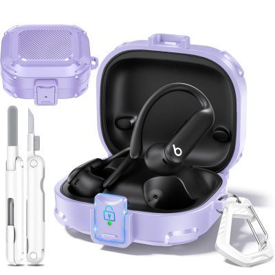 2025 New Security Lock Case for Beats Powerbeats Pro 2 Wireless Bluetooth Earbuds, Shockproof Protective Hard Cases Cover for Beats Powerbeats Pro 2 (2025) Accessories, with Cleaning Kit & Keychain