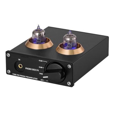 Phono Preamp, Mini Stereo Audio Hi-Fi Preamplifier, with Vacuum Tube, Features Volume Control and Bass/Treble Control, for MM Turntable Phonograph and Record Player