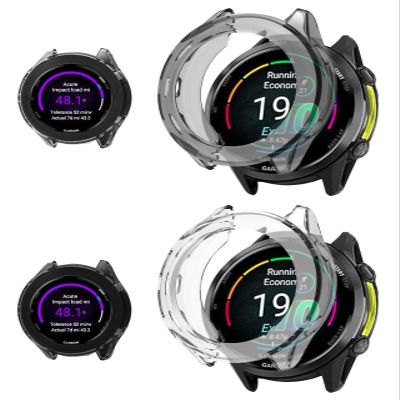 2 Pack for Garmin Forerunner 970 Case Cover,Shockproof, Anti-Scratch, Full Coverage Bumper Shell, Lightweight and Durable TPU Case Cover for Garmin Forerunner 970 Smart Watch,Black+Clear