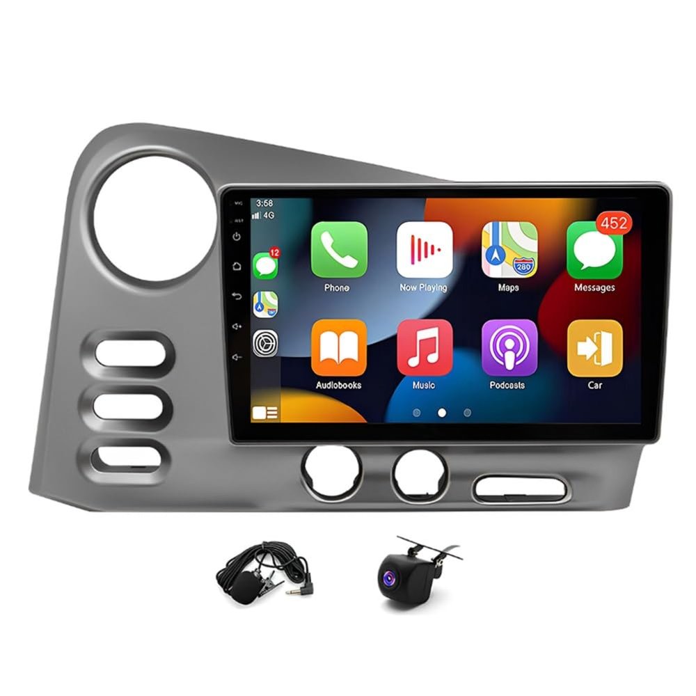 4+64G Car Stereo Radio for Toyota Matrix 2003 2004 Pontiac Vibe 2003-2008, 9" Touchscreen Android 14 Wireless Car Radio with CarPlay Android Auto GPS Navigation Bluetooth WiFi SWC Camera Mic