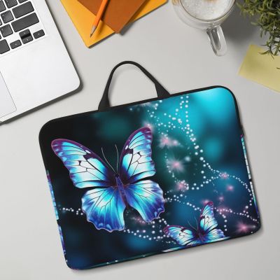 14in Laptop Sleeve Bag, Lightweight Waterproof Laptop Bag Shockproof Soft Carrying Case Beautiful Butterfly1 Tablet Travel Cover with Handle for 13-14 Inch Notebook