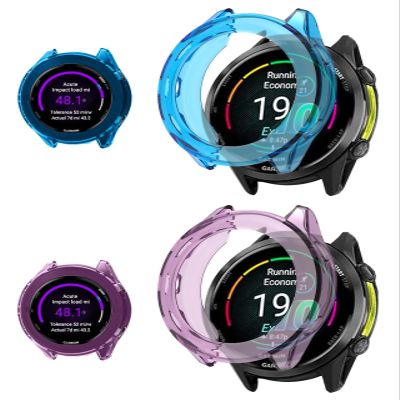 2 Pack for Garmin Forerunner 970 Case Cover,Shockproof, Anti-Scratch, Full Coverage Bumper Shell, Lightweight and Durable TPU Case Cover for Garmin Forerunner 970 Smart Watch,Purple+Blue