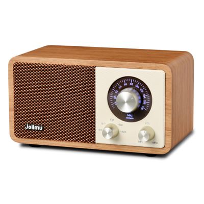Joiimu Vintage Wood FM Radio Bluetooth Speaker,Retro Bluetooth Speaker HD Radio for Home Office Kitchen Decor