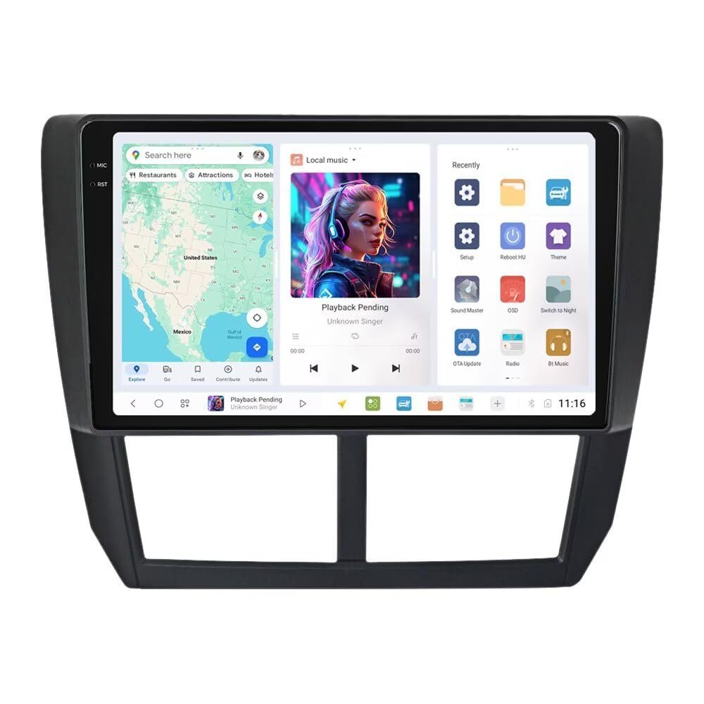 DUDUAUTO Car Radio Stereo for Subaru Forester Impreza WRX 2008-2012-4GB RAM 64GB ROM, Biorunn Android DUDU4 9.5 Inch in-Cell Screen GPS Navi Car-Play Android Auto Touch Screen Head Unit