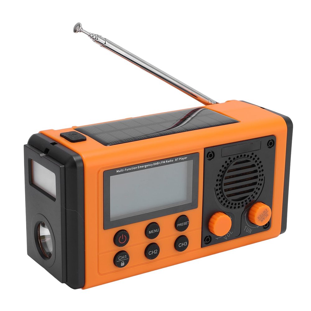 Wisoqu Emergency Radio, 10000mAh Solar Hand Crank Weather Radio, BT Speaker with FM Broadcast, IPX6 Water Proof, for Outdoor Lighting and Power Backup (Orange)