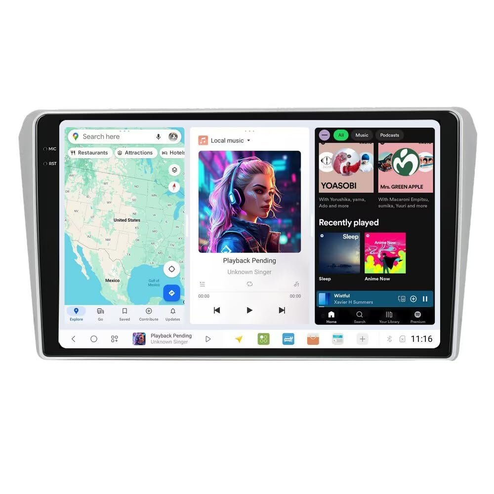 DUDUAUTO DUDU7 Radio for Toyota Avensis 2002-2008(Silver) Stereo Android 13 6+64GB 2K 9.5" 2K Touch Screen GPS Navigation Head Unit with Car-Play Android Auto Type-C Port