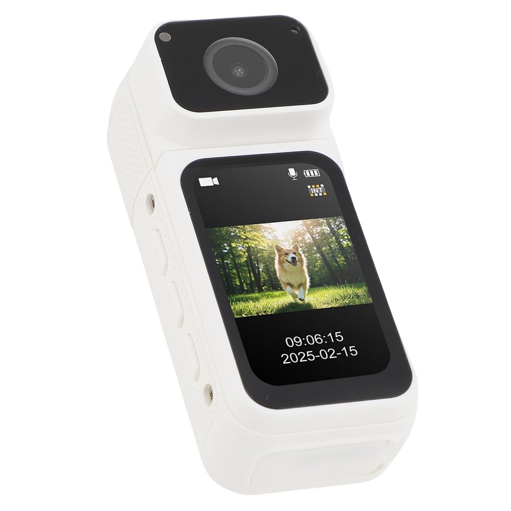 Wisoqu 2.7K Thumb Action Camera, Mini Body Camera, Wearable Pocket Cam with Magnetic Lanyard, POV Recording, Small Portable Camcorder for Work, Cycling, Travel, Pet Walking (White)