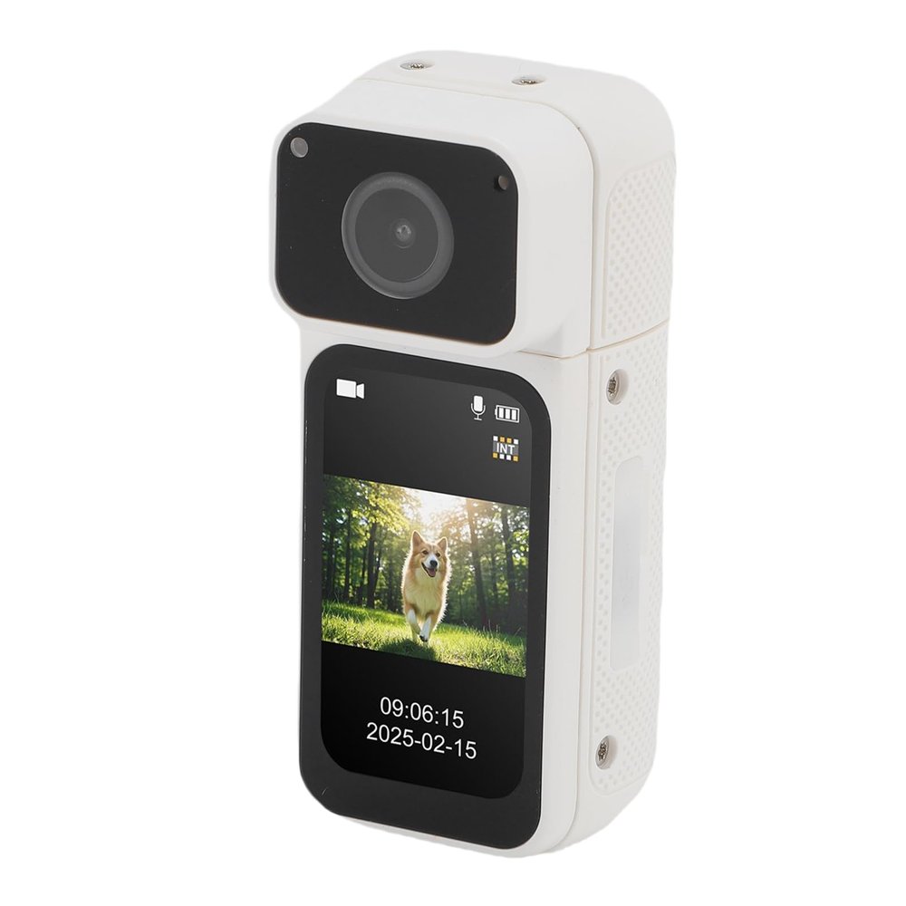 Zunate Wearable Sports Camera, 2.7K Magnetic Thumb Camera, POV Video Recorder with 180 Rotating Lens for Travel, Pet Walking, Vlogging (White)