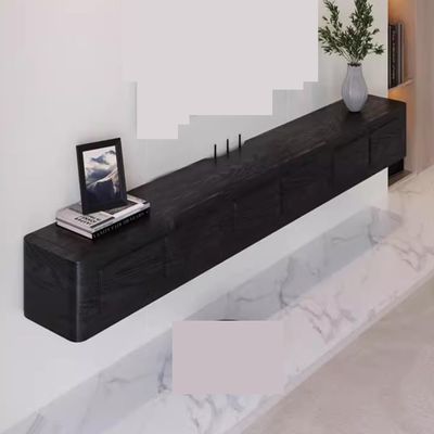 Black/Brown Floating TV Cabinet Wall-Mounted TV Stand Hanging Multimedia Console for Living Rooms Space Saver(Black,188x24x18cm)