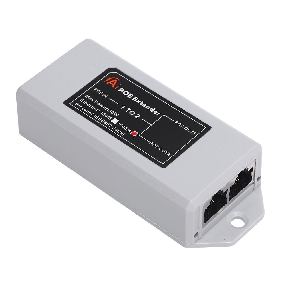 Yunir 2 Port Gigabit PoE Extender,1 in 2 Out Indoor PoE Repeater Support IEEE802.3af at with 1000Mbps,Long Distance Transfer Wall Mount Plug and Play Space Saving for Home Hotel