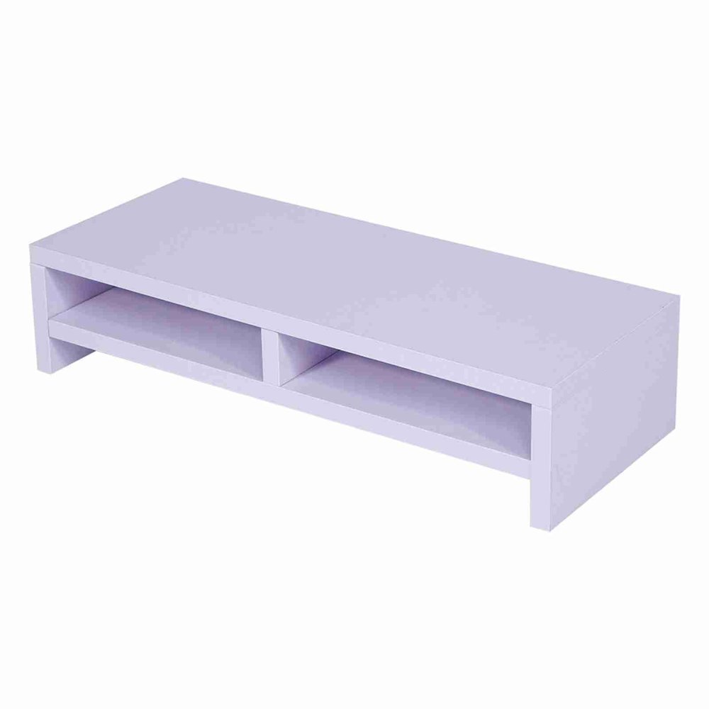 Acouto Desktop Stand Riser for Computer, Laptop & TV - Purplish White Wooden Shelf for Office Desk