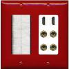 RiteAV 2 Speaker 4 Banana Binding Post Wall Plate with 2 HDMI Jacks - Brush [Red/White] view 1