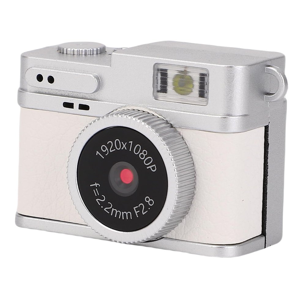 Yunir Mini Keychain Camera,1080p Small Nostalgia Retro Camera,Portable Micro Video Camcorder,20MP 0.96in Screen Small Video Camcorder Built in LED Fill Ligh for Taking Photos Cycling (White)