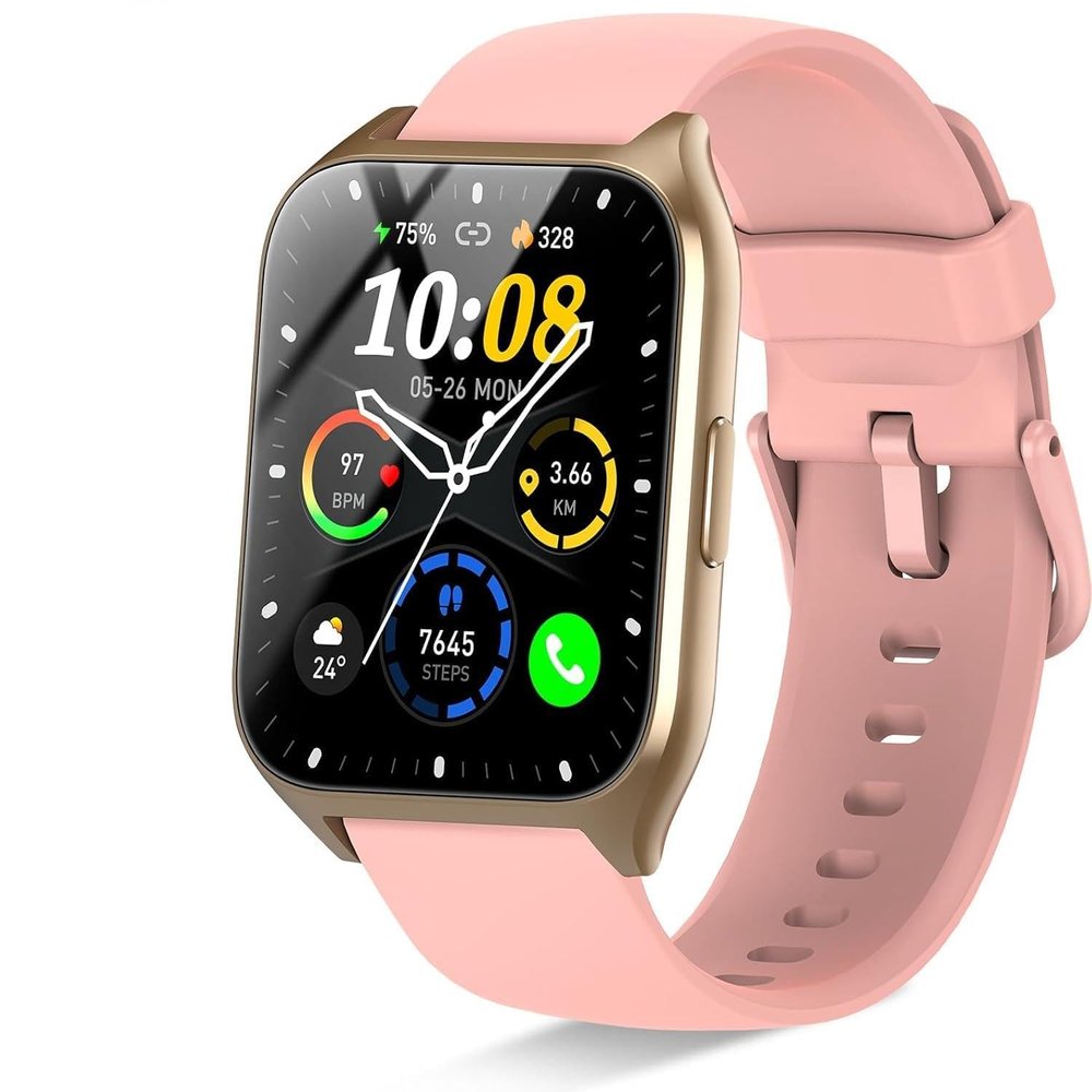 DUSONLAP Smart Watch for Men Women (Answer/Make Calls), 1.85" HD Fitness Watch with Heart Rate and Sleep Monitor, 110+ Sports Modes Smartwatch, IP68 Waterproof Activity Tracker for iOS/Android, Pink