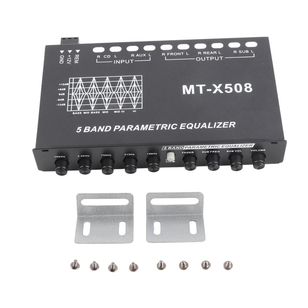 Equalizer Car Audio, Adjustable 5 Bands Precise Tuning Eq Tuning Crossover Amplifier Car Graphic Equalizer