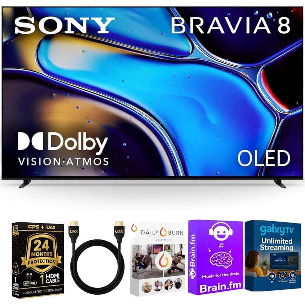 Sony K55XR80BKIT1 55 inch BRAVIA 8 OLED 4K HDR Google TV Bundle XR OLED Contrast, Dolby Vision, 120Hz, Aco