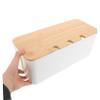 Artibetter Cable Management Box with Wood Lid Multi-Functional Cord Organizer for Home Office Desktop Power Strip Hider Cord Hiding Box for Computer Wires 1 Set view 4