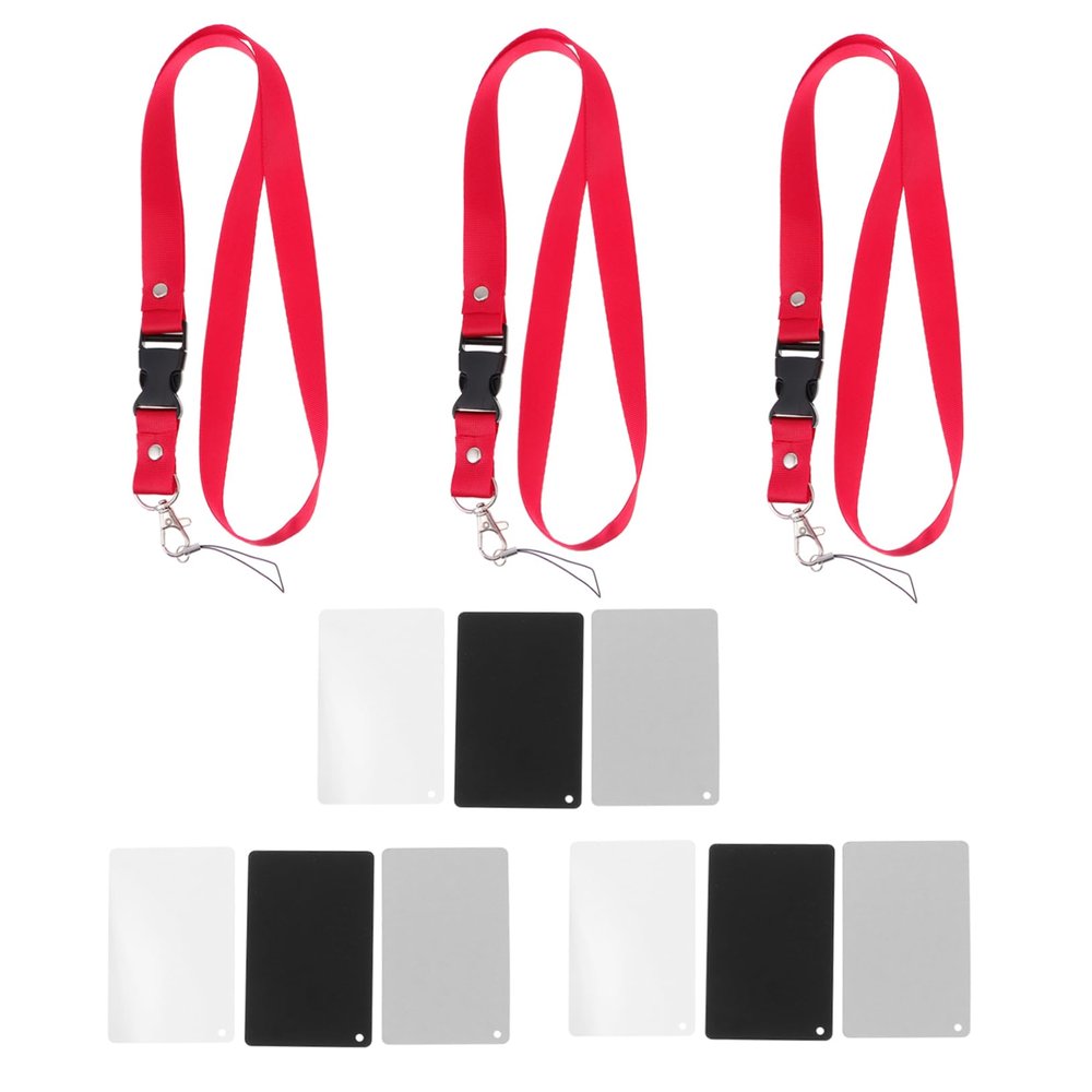 LALAFINA 9-Piece Grey Black White Balance Card Set with Neck Strap for DSLR Camera and Video Filming Scratch-Resistant and Waterproof Photography Accessories