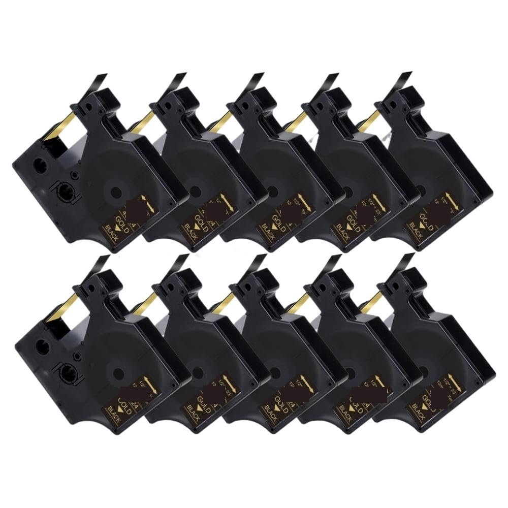 10PK 45013 Compatible D1 Label Tape for Various LabelManager Printers 45013 45010 45018 40913 43613 in 9mm Sizes(Gold on Black)