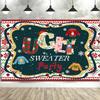 10X10ft Ugly Sweater Christmas Party Decorations Photo Backdrop Photography Background, Red and Green Xmas Backdrops Photo Booth Prop Banner Balloons Wall Decor Tablecloth view 1