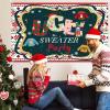 10X10ft Ugly Sweater Christmas Party Decorations Photo Backdrop Photography Background, Red and Green Xmas Backdrops Photo Booth Prop Banner Balloons Wall Decor Tablecloth view 4