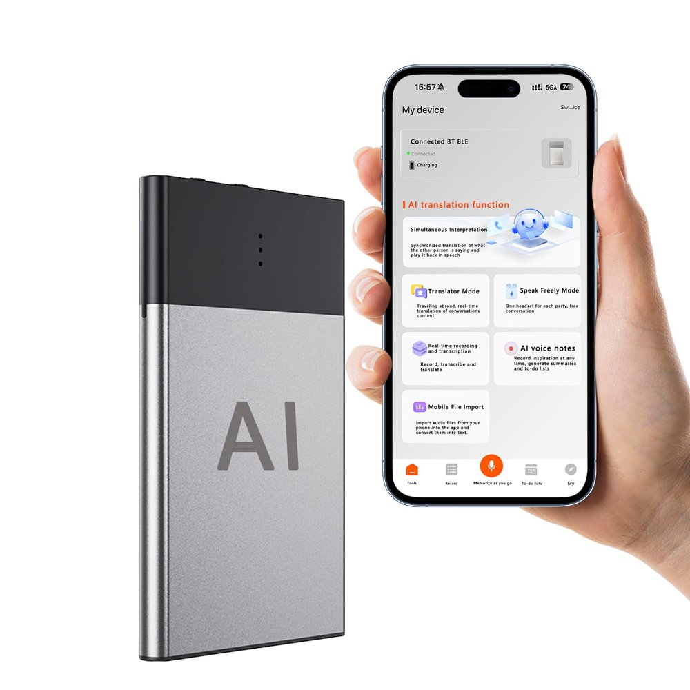 64GB Voice Recorder with APP Control, 138 Languages Translation, Smart Noise Reduction for Meetings/Lectures/Interviews, Portable Magnetic Design