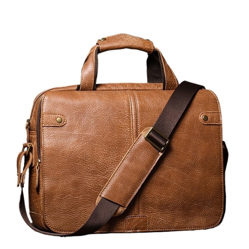 88JUNYh Leather Briefcase for Women Briefcase Men's Cowhide Handbag Business Travel Retro Computer Bag for 15 Inch Laptop