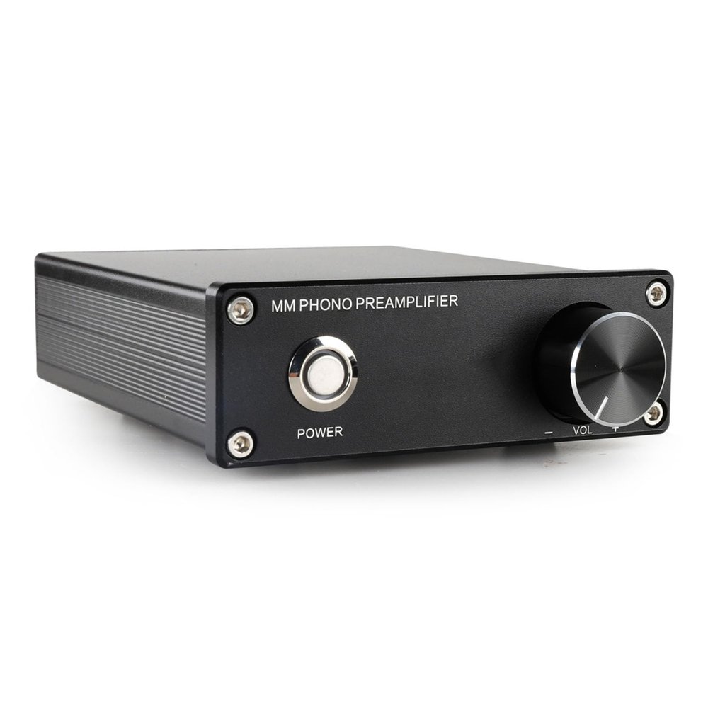 MM/MC Phono Preamp,Turntable Preamplifier, Hi-Fi Pre Amp, with Adjustable Volume, Input & Output, DC12V Power Adapter, for Mini Stereo Audio Phonograph (A)