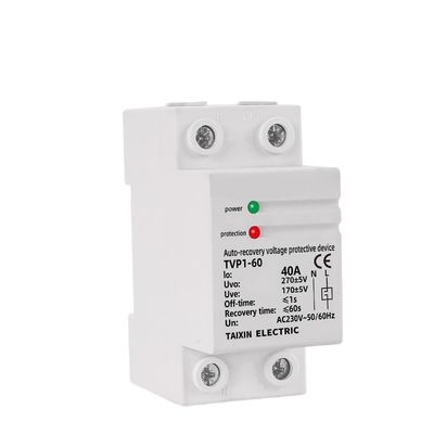 230V AC 40A 63A Din Rail Auto Recovery Voltage Protective Over Under Voltage Relay Device Protector Overvoltage Protection(63A)