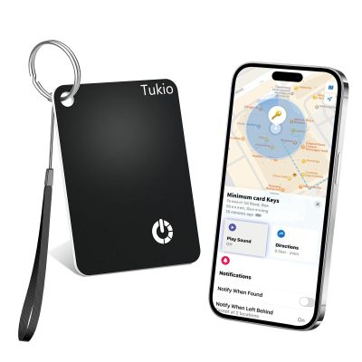 Wallet Tracker Card, Slim Card Tracker for Wallet Compatible with Apple Find My (iOS only), Bluetooth Tracker IP68, Rechargeable Item Finder for Keys, Luggage Tags, Black[Apple MFi Certified]